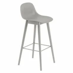 Fiber Barkruk - Houten Onderstel Rugleuning