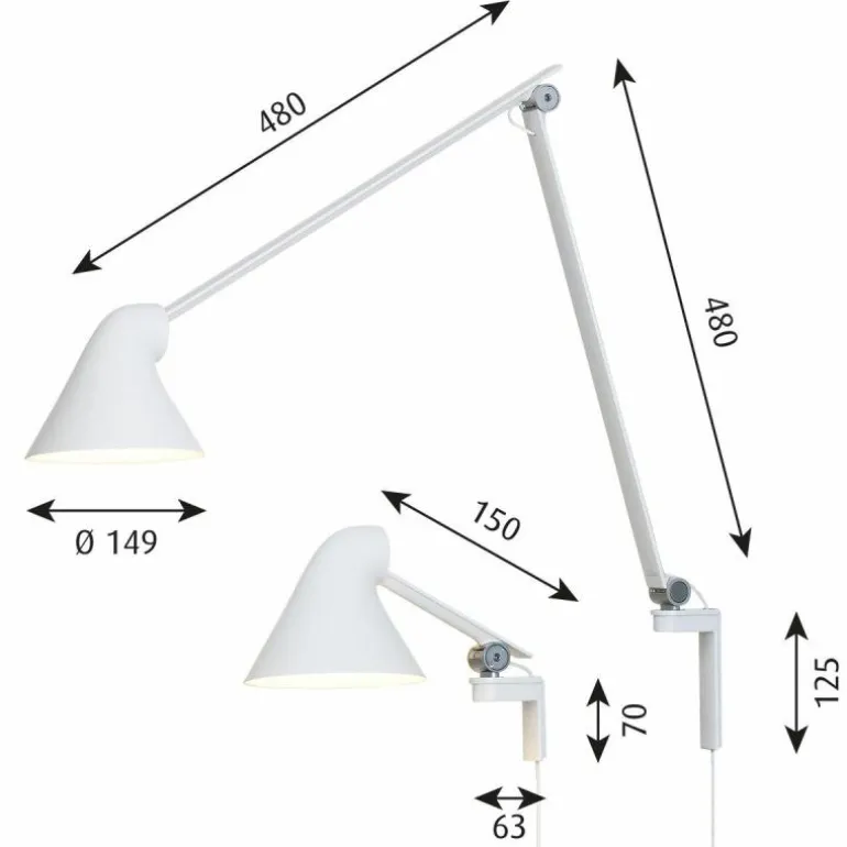 NJP Wandlamp Lange Arm
